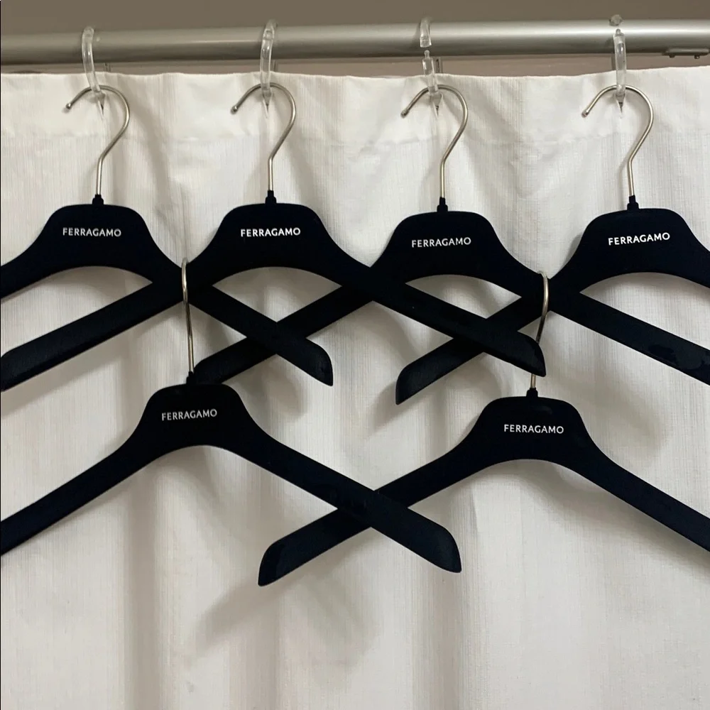 Salvatore Ferragamo Black Velvet Hangers Set of 6